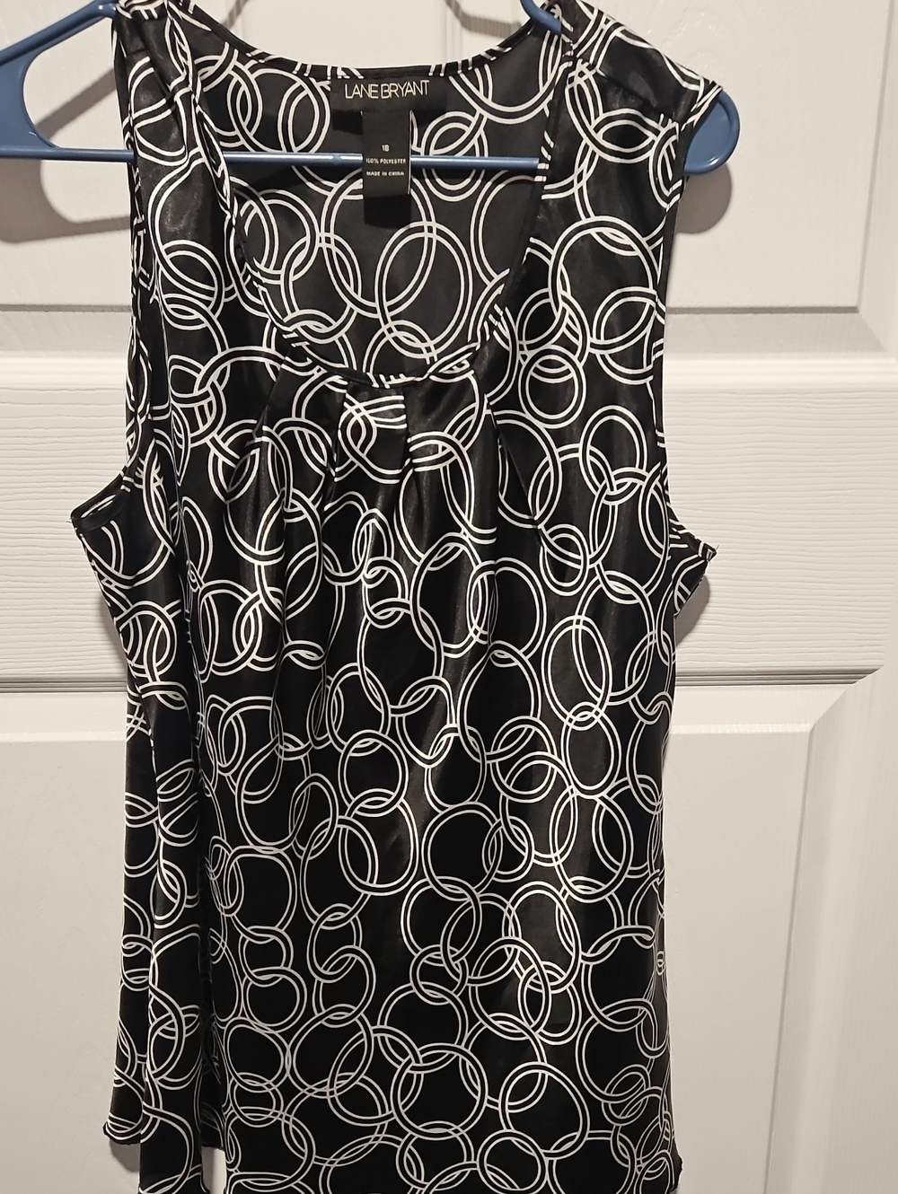 Lane Bryant Black & White Sleeveless Chain-Link Print Camisole